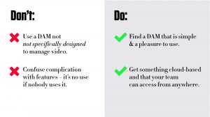 graph of Do's and Don'ts of choosing a video asset management platform